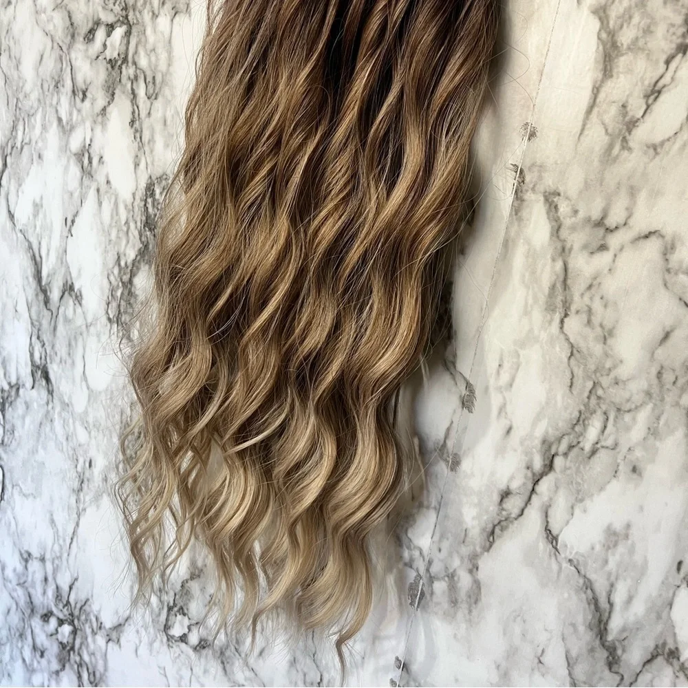 Volumizing Medium Ash Blonde Balayage Clip in hair extensions 22 in